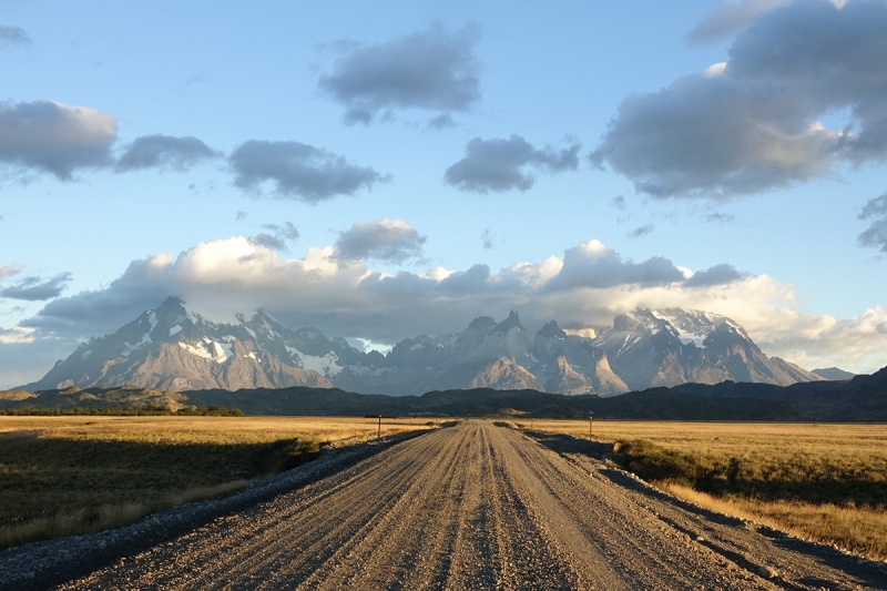 approaching Torres del Paine, Chile